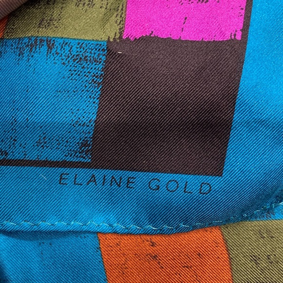 ELAINE GOLD 100% silk scarf.  Collection XIIX. - Picture 7 of 7